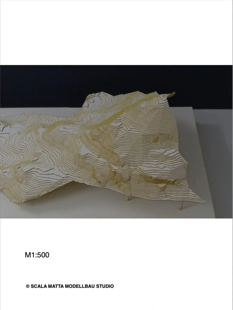 Arbeitsmodell Architektur M 1:500 – topografisches Geländemodell mit geschichteter Landschaftsstruktur