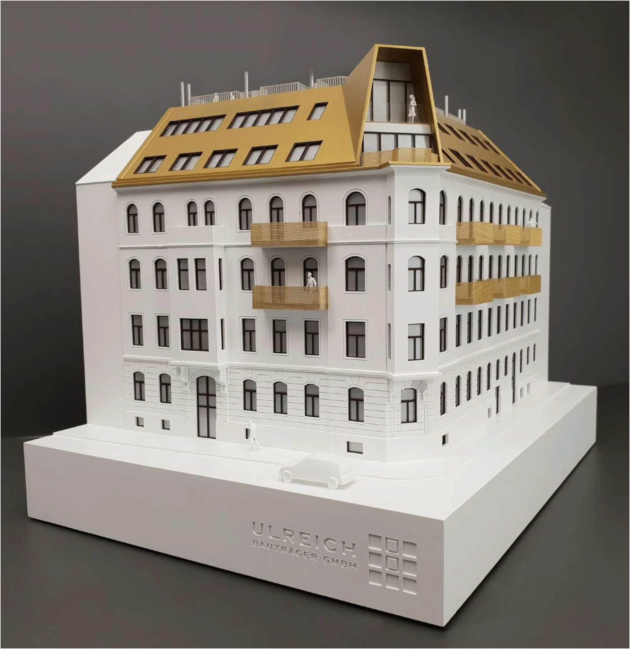 Architekturmodell Wohnhaus mit Dachausbau, Maßstab 1:100, mittlere Detailtiefe