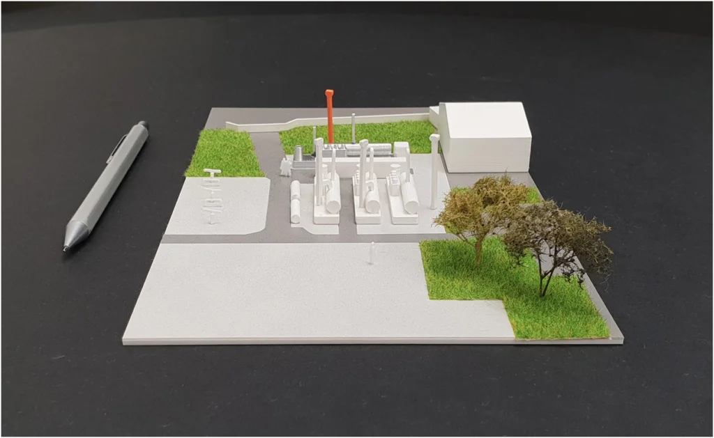 Industriemodell Muster 3D-Druck – Draufsicht technischer Details und Oberflächenqualität